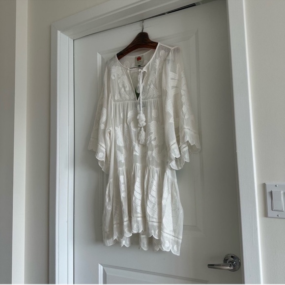 Farm Rio White Palm Tree Cutwork Mini Dress - Picture 6 of 10